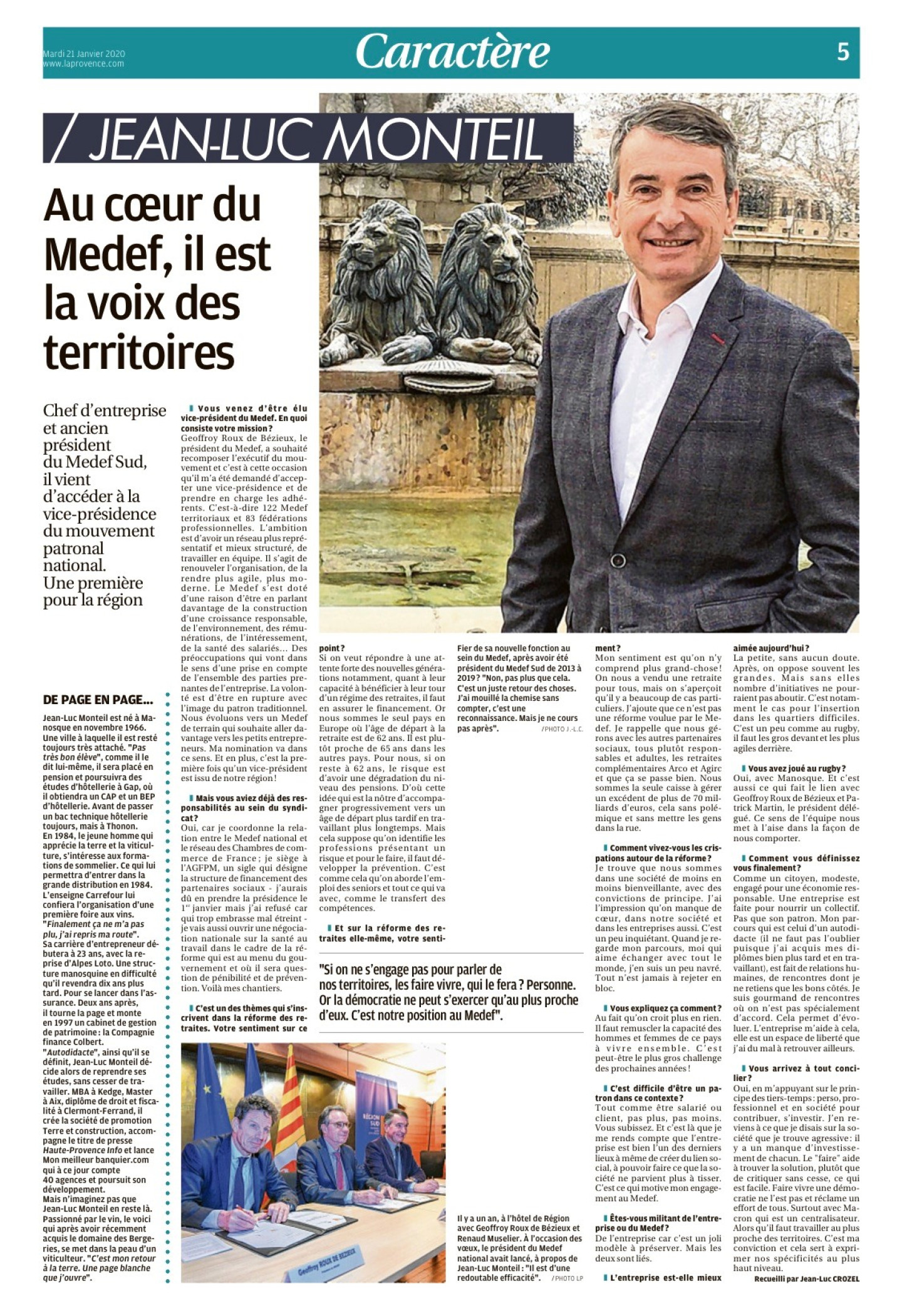 Jean-Luc Monteil, au coeur du Medef, il est la voix des territoires