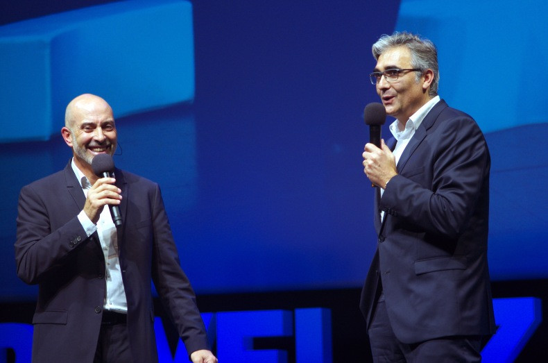 Denis Vogade et Didier Long lors de la soirée de l'UDE 04.